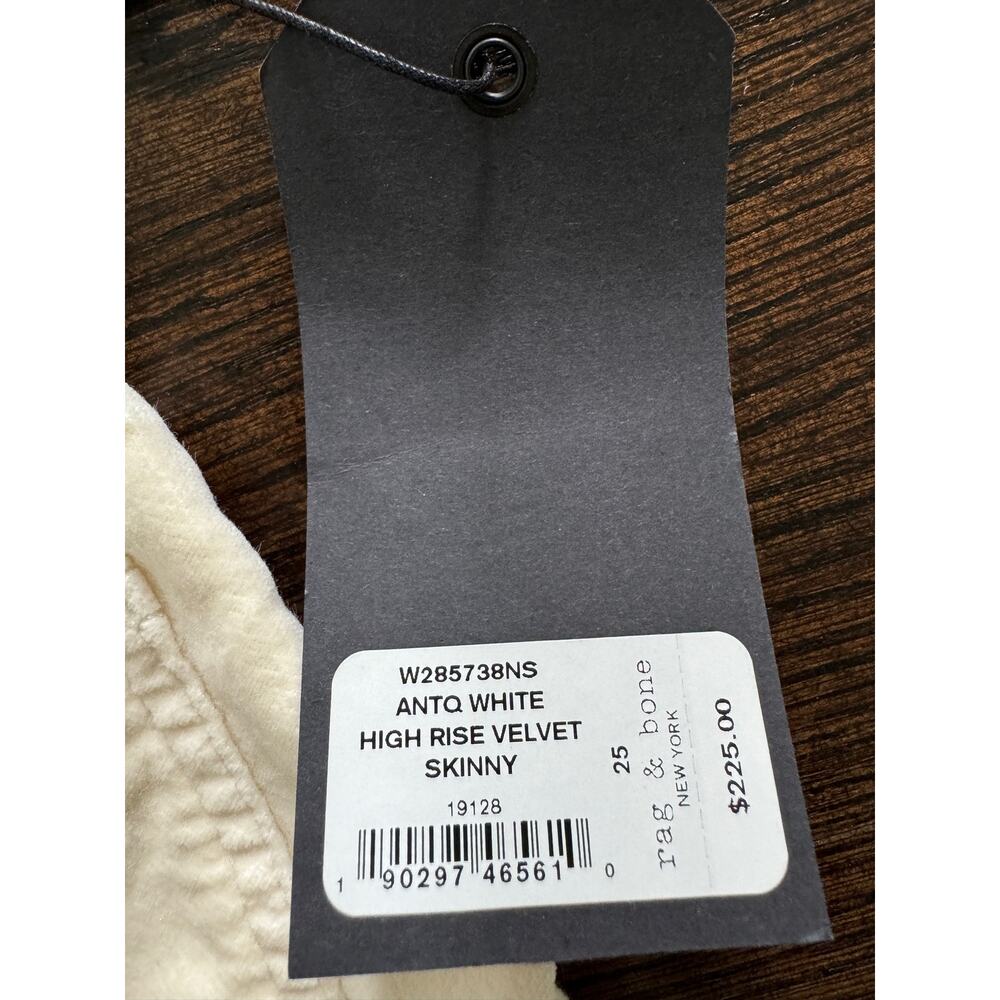 NWT Rag & Bone Sz 25 $225 High Rise Velvet Skinny Pants In Antique White - Picture 4 of 8